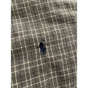 Ralph Lauren Gray Custom Fit Gray Gingham Long Sleeve Button Up Shirt Men's XL